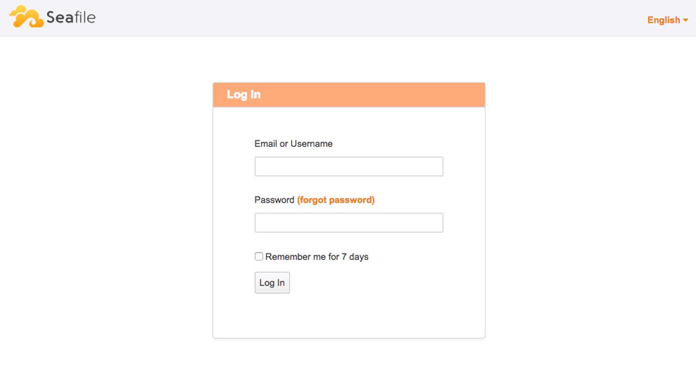 Seafile login prompt