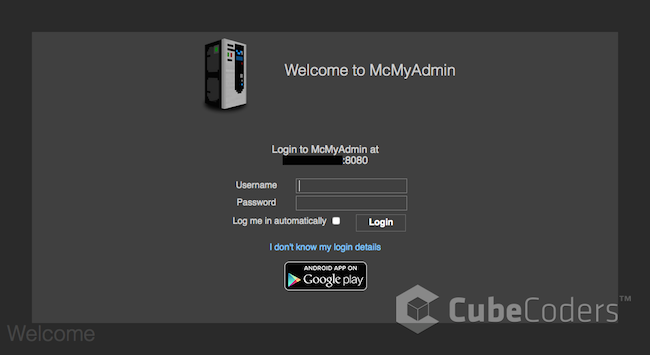 McMyAdmin Login Page