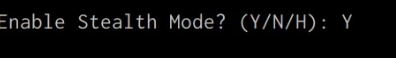 Shellter enable stealth mode prompt